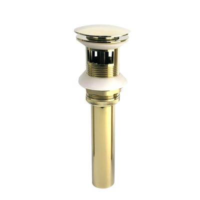 China Wholesale No-divert Bathroom Brass Gold Sink Water Drain Waste With Noise Flip Overflow for sale