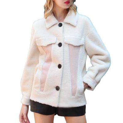 China New Breathable Big Grain Wool Coat Factory Direct Supply Short Section Shearling Coat Breathable Lamb Hair Temperament for sale