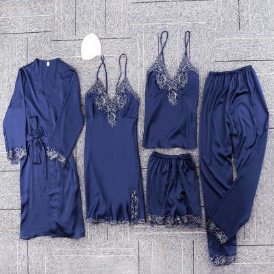 China Breathable Unique Design China Hot Sale Adult Pajamas Set 5 Pieces Women Pajamas Sexy Sleepwear for sale