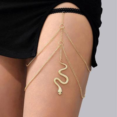 China FASHIONABLE Crystal Diamond 925 Sterling Silver Layered Custom Bead Snake 18K Gold Plated Sexy Women Leg Body Chain Jewelry for sale