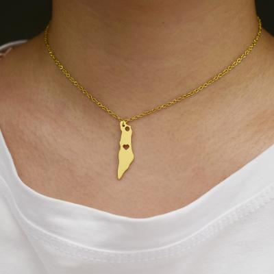 China FASHIONABLE Palestine Map Necklace Jewelry Custom 925 Sterling Silver Gold Plated Pendant Map of Palestine Necklace for sale