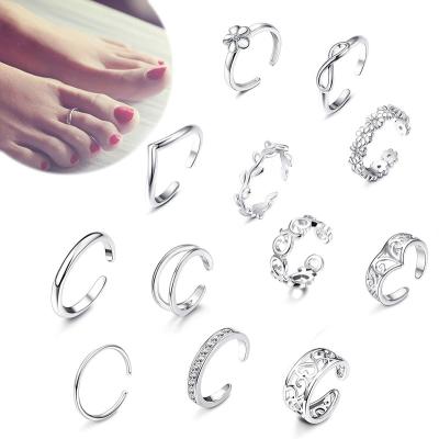 China 2021 TRENDY New Summer Adjustable Toe Rings Sandals Flower Fashionable Jewelry 925 Sterling Silver Women for sale