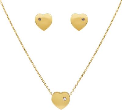 China FASHIONABLE Wholesale Women Jewelry Custom CZ Gold Plated Heart Earrings Necklace Set Jewelry for sale