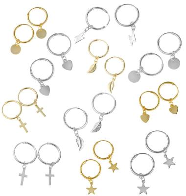 China TRENDY Women Dangling Custom Cross Earring Backing Jewelry Gold Plated Tiny Circle Star Dangle Earrings for sale