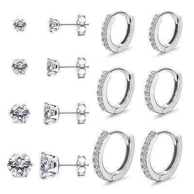 China TRENDY Fashion CZ Huggie Circle Earrings Jewelry Custom 925 Small Sterling Silver Cubic Zirconia Stud Earring for sale