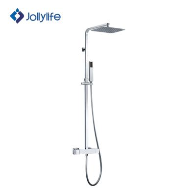 China Jollylife Hot Selling European Thermostatic Shower Faucet With Slide Bar Double Handle With UPC Shower Faucet Cartridge for sale