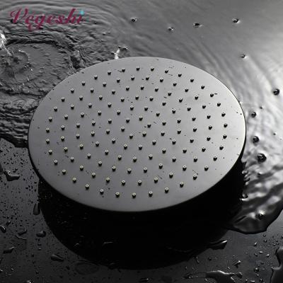 China Without Diverter Vegeshi Matte Black Brass Shower Head 10 Inch Round Bathroom Main Shower for sale