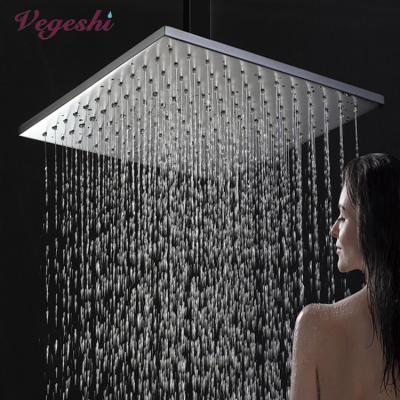 China Without Diverter Vegeshi Matte Black Brass Shower Head 12 Inch Square Rainfall 300x300x8mm Shower Head for sale