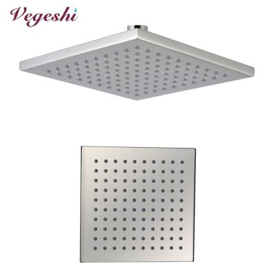 China 8 Inch Showerhead Brass Square Shower Head Vegeshi No-Drill Brush Bathroom Rain Brush for sale