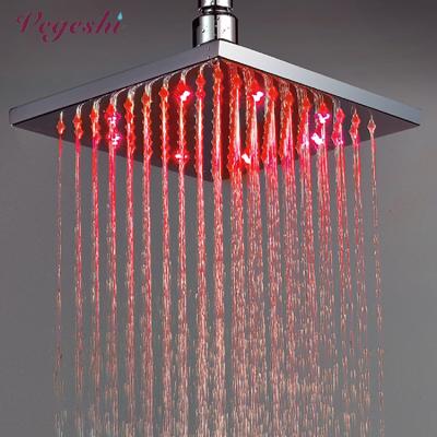 China 8 Inch Brass LED Shower Head High Pressure Rain Shower Vegeshi No-Drill for sale