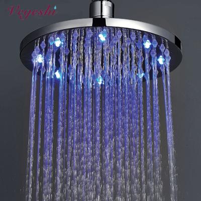 China Without Switch Vegeshi 8 Inch LED High Pressure Shower Head Bathroom Rainfall Showerhead for sale