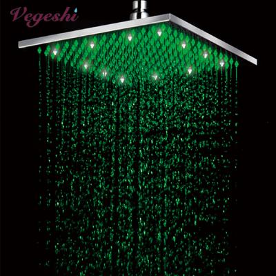 China Without Switch Vegeshi Water Temperature Control LED Shower Rainfall Changing Square Shower Head With 3 Color for sale