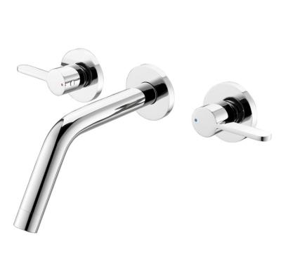 China Easy To Install Double Handle Wall Concealed Chrome Basin Mixer for sale