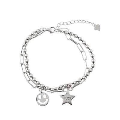 China Fashion Trendy Hot Sale Design Style Insti Star Double-Layer Smiling Bracelet for sale