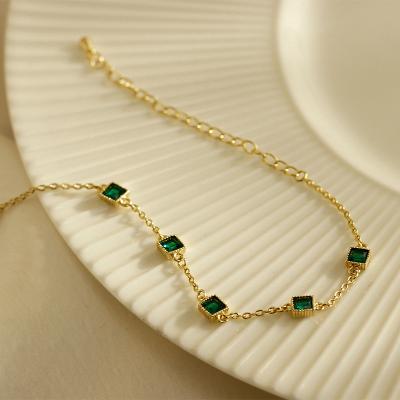 China New FASHIONABLE Zircon Bracelet Vintage Exquisite Green Bracelet Fashion Soft Elegant Temperament Simple Jewelry Women for sale