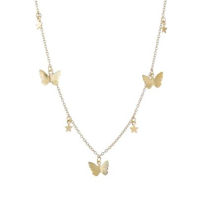 China Beautiful BNX Butterfly Necklace Fashion Jewelry Gold Plated Short Choker Necklace Women Summer Vacation Gold Plated Romantic Gift for sale