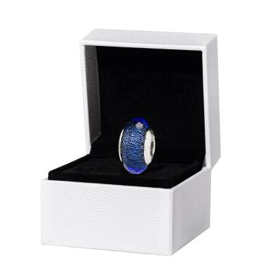 China Romantic Jewelery Abstract BNX Silver Charm With Faceted Iridescent Blue Murano Glass for sale