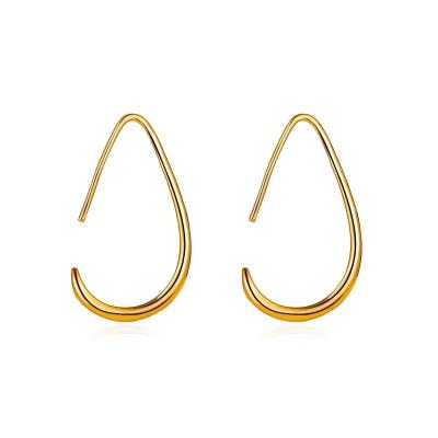 China BNX Romantic Jewelry Lightweight Teardrop Circle Earrings For Women - 14k Gold/White Gold Plated Large Oval Pull Through Circle Earring for sale