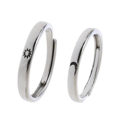 China BNX Jewelry 2PCS 925 Sterling Silver Adjustable Rings Couples Romantic Promise Engagement Rings for Lovers His and Her Set for sale