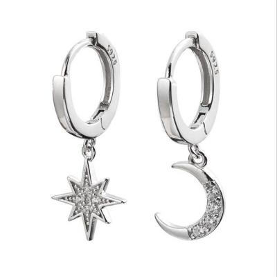 China FASHIONABLE the brightest star and moon in the night sky removable asymmetrical geometric earrings for sale