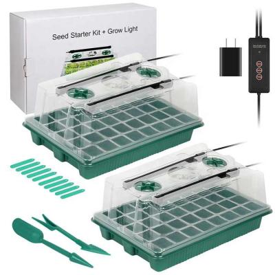 China Kit de inicio de semillas de 40 células con barra de luz de crecimiento LED atenuable, bandeja de germinación de semillas de invernadero con cúpula de humedad en venta