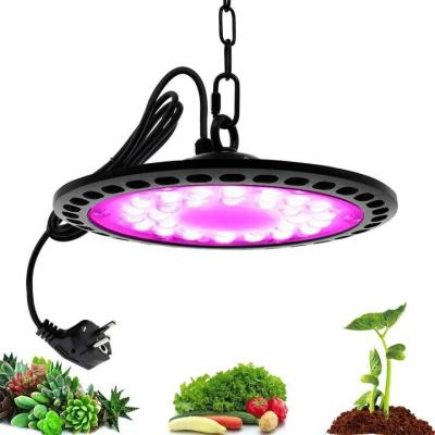 China 150lm/w OVNI Diseño redondo de espectro completo luz de crecimiento LED para plántulas y verduras lámpara de crecimiento de plantas impermeable en venta