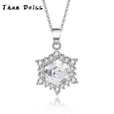 China S925 Sterling Silver Women Necklace Romantic Snowflake Clavicle Chain Star Hexagonal Temperament Pendant Christmas Gift for sale