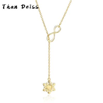 China CLASSIC S925 Sterling Silver Snowflake 18K Gold Necklace Women Clavicle Chain Design Creative Simplicity Lucky Number 8 for sale