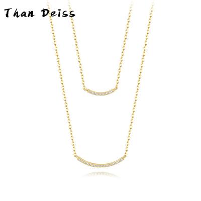 China CLASSIC S925 Sterling Silver Stacked 18K gold necklace women smile simple creative personalized double layers jewelry wholesale for sale