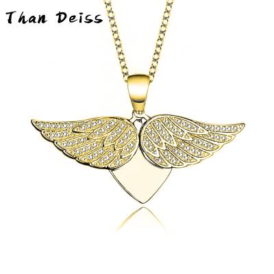 China CLASSIC AAAAA Set Zirconia Wings Women's Clavicle Chain S925 Sterling Silver Love Heart Shaped Angel Wings Pendant Necklace For for sale