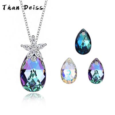 China CLASSIC made in S925 Sterling Silver Teardrop Pendant Necklace Austrian Crystal Necklace Pentagram Plum Blossom clavicle chain for sale