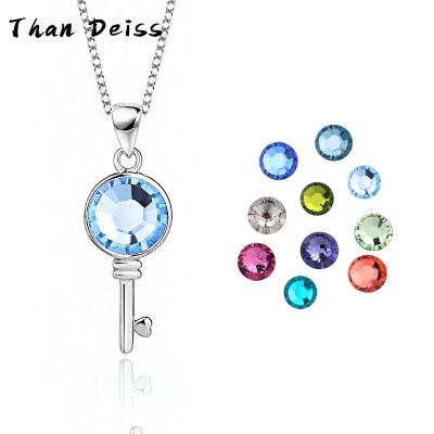 China Wholesale CLASSIC Hot Female Fashion Baita Single Key Pendant S925 Sterling Silver Austrian Crystal Necklace for sale