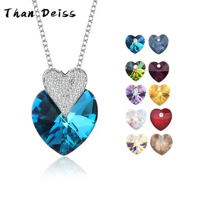 China CLASSIC Using Austrian Crystal Elements Pendant Direct Broadcast Generation S925 Sterling Silver Love Heart Necklace Female Crystal for sale