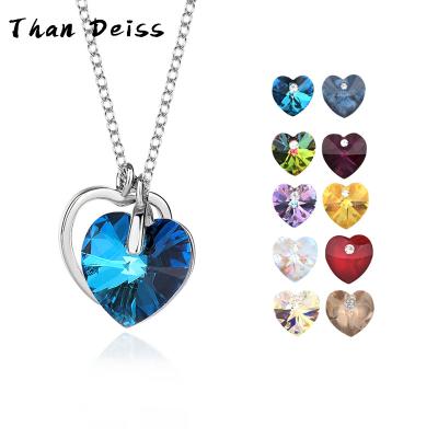 China Female fashion simple and flexible creative pendant of new S925 Sterling Silver Crystal Love Heart CLASSIC heart-shaped necklace for sale