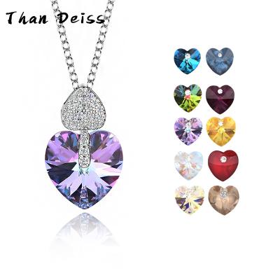 China Simple Soft CLASSIC Crystal Pendant Wholesale S925 Sterling Silver Fashion Heart Ladies Clavicle Necklace from Austrian for sale