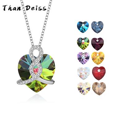 China Fashion S925 Sterling Silver Creative Elements Crystal Heart Pendant Necklace Ocean Heart Lock Chain Women CLASSIC for sale