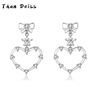 China Cute Star Pentagon Set Zirconia Shape Simple Heart Earrings Wholesale S925 Sterling Silver Bow Earrings for sale