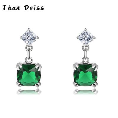 China New S925 Sterling Silver Emerald Earrings Colorful Color Tourmaline Gemstone CLASSIC Earrings Women's Earrings for sale