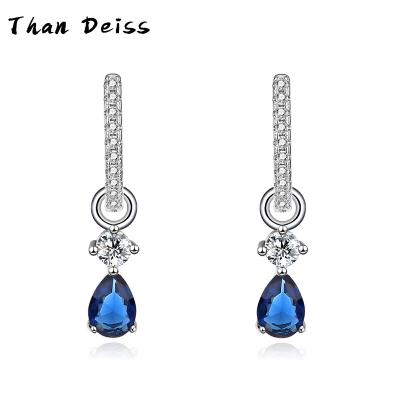 China Simple CLASSIC Water Drop Fashion Anti Allergy Earrings S925 Sterling Silver With Sapphire Earrings for sale