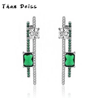 China New CLASSIC Superior Jewelry Cold Wind Sense Gemstone Stud Earrings S925 Sterling Silver Earrings Emerald Zircon Style for sale