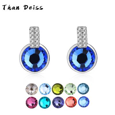 China CLASSIC Simple Colorful Stud Earrings Temperament Personality Earrings S925 Sterling Silver Austrian Crystal Earrings For Women for sale