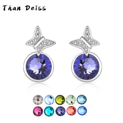 China Cute Natural High Grade Style Earrings Ladies Shape S925 Sterling Silver Simple Hundred Creative Diamond Set Butterfly Earrings for sale