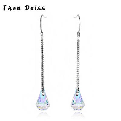 China CLASSIC S925 Sterling Silver Tassel Drop Earrings with Austrian Crystal Tears One Piece Posting Order for sale