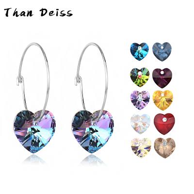 China CLASSIC Austria Heart of Light Luxury Crystal Lovely Simple S925 Sterling Silver Earrings Ladies Sea Heart Temperament for sale