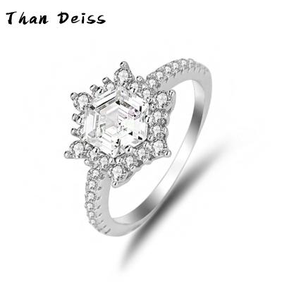 China CLASSIC Snowflake Diamond Ring For Women Simple Fashion Diamond Ring For Girls Sun Zirconia Sterling Silver 5A Proposal Wedding Ring 925 for sale