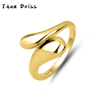 China S925 Sterling Silver 18k Gold Ring Women CLASSIQUE Double Drop Open Adjustable Women's Ring Fashion Simple Hand Jewelry for sale