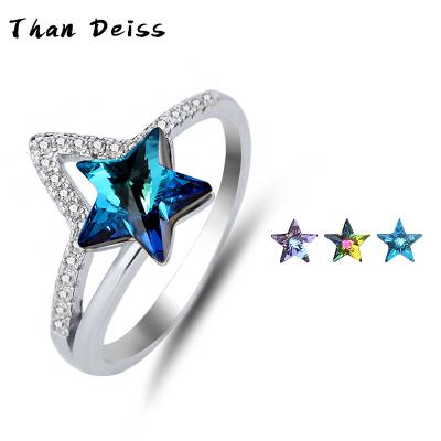 China Wholesale New CLASSIC S925 Sterling Silver Simple Girls Pentagram Star Ring Using Austrian Crystal Elements for sale