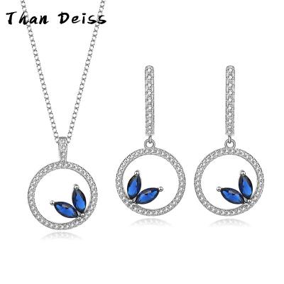 China CLASSIC Jewelry Sets Fashion Popular Jewelry Stud Earrings S925 Sterling Silver Necklace Blue Horse Eye Zirconia Necklace Earrings for sale