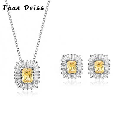 China Autumn Earrings Pendant Jewelry Meaning Two Piece Set S925 Sterling Silver Yellow Diamond Necklace Women CLASSIC Premium Jewelry Earrings for sale