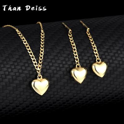 China New S925 Hiphop 18k Gold Love Heart Necklace Simple Set Women's Clavicle Chain Popular Silver Tassel Earrings for sale